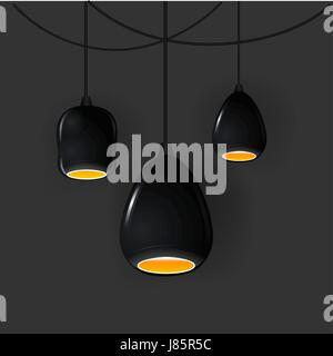 Stylish Loft office lamp lights. Realistic vector mockup illustration. Eps 10 Stock Vector
