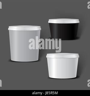 Mockup template for branding and product designs. Isolated realistic metal steel can jar with unique design. Stock Vector