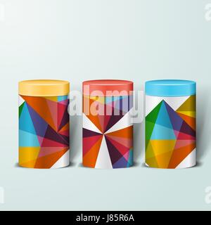 Mockup template for branding and product designs. Isolated realistic metal steel can jar with unique design. Stock Vector