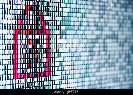 locked red locker in a binary sequence on a screen Stock Photo