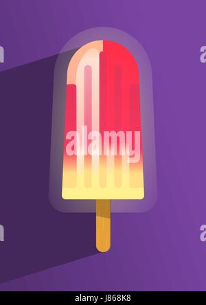 Popsicle icon, Flat design of ice cream with flat shadow, vector illustration Stock Vector