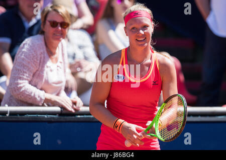 Nuremberg, Germany. 27th May, 2017. The Dutch tennis player Kiki Bertens smiles at her victory after WTA tennis tournament's final match against B. Krejcikova (not pictured) of the Czech Republic in Nuremberg, Germany, 27 May 2017. Photo: Daniel Karmann/dpa/Alamy Live News Stock Photo