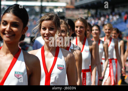 Tag Heuer grid girls. Monaco Grand Prix Saturday 27th May 2017