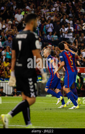 Lionel Andres Messi (10) FC Barcelona's player. Copa del Rey between FC Barcelona vs Deportivo Alaves at the Vicente Calderon stadium in Madrid, Spain, May 27, 2017 . Stock Photo