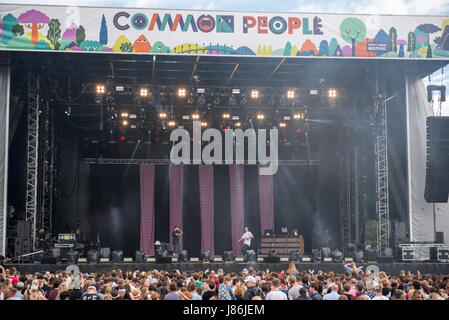 Southampton, Hampshire, UK. 27thth May, 2017. Loyle Carner performs on the main stage. Common People Music Festival returns in 2017 to Southampton Common where the Bestival team, along with curator, Rob Da Bank, have put together a fantastic lineup of acts. Event security remains tight after the recent terror attack in Manchester resulting in the UK terror threat level being escalated from 'Severe' to 'Critical'. Despite these anxieties, festival goers haven't been put off and are determined to enjoy the festivities, live music and sunshine. Credit: Will Bailey/Alamy Live News Stock Photo