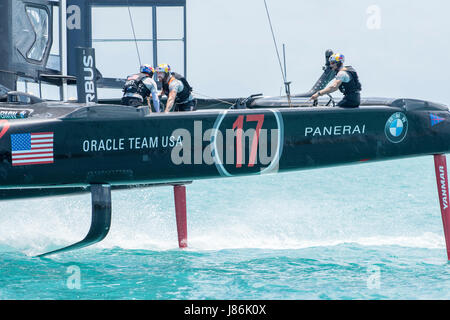 Bermuda. 27th May, 2017. Oracle Team USA matches up against Groupama Team France in the first race of the 35th America's Cup challenger series. Bermuda. 27/5/2017 Credit: Chris Cameron/Alamy Live News Stock Photo