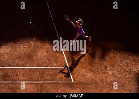 Beijing, Italy. 20th May, 2017. Ukraine's Elina Svitolina returns the ball during the semifinal match of women's singles against Spain's Garbine Muguruza at the Italian Open tennis tournament in Rome, Italy, May 20, 2017. Credit: Jin Yu/Xinhua/Alamy Live News Stock Photo