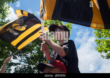 Twickenham, UK. 27th May, 2017. Wasps fans outside the stadium before kick off of their match versus Exeter Chiefs Credit: On Sight Photographic/Alamy Live News Stock Photo