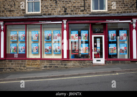 The Bargain Booze shop on Market Street, New Mills, Derbyshire. Stock Photo