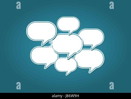 Speech bubbles on the blue background Stock Vector