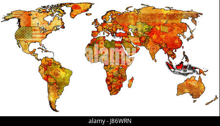 isolated, political, colour, asia, africa, indonesia, europe, wall, america, Stock Photo