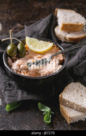 Salmon pate with red caviar Stock Photo