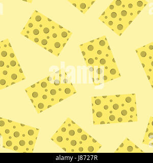 Tasty Cheese Seamless Pattern. Yellow Food Backround. Made from Cows Milk. Natural Product. Stock Photo