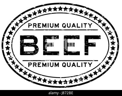 Grunge black premium quality beef oval rubber stamp Stock Vector