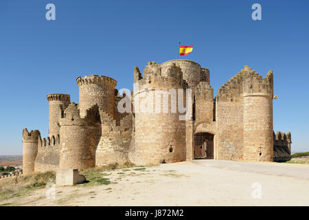 15th Century Belmonte Castle, Belmonte, Cuenca, Castilla La Mancha, Spain Stock Photo