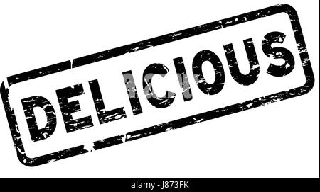 Grunge black delicious square rubber seal stamp Stock Vector