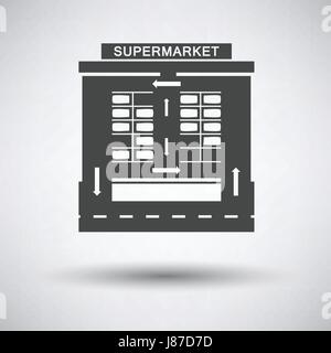 Supermarket parking square icon on gray background, round shadow. Vector illustration. Stock Vector