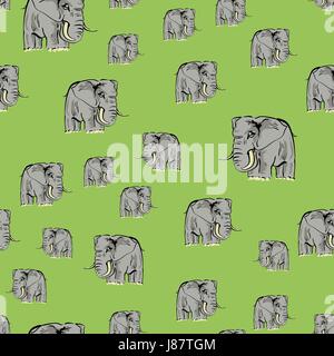 Cartoon Elephant Seamless Pattern Stock Vector