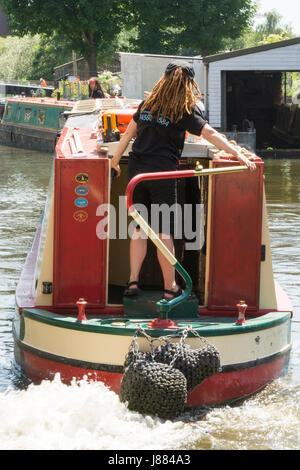 Narrow Boats on the Grand Union Canal near King's Cross in London, England, UK. Stock Photo