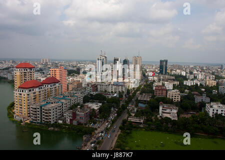 An aerial view of Gulshan area in Dhaka city, Bangladesh. Stock Photo