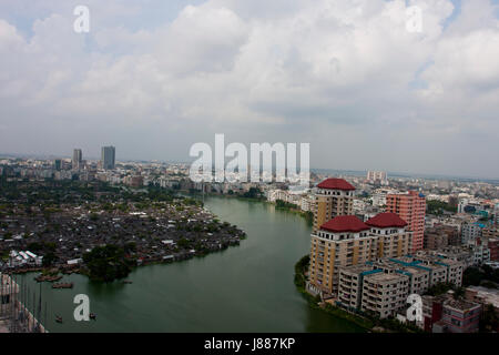 An aerial view of Gulshan area in Dhaka city, Bangladesh. Stock Photo