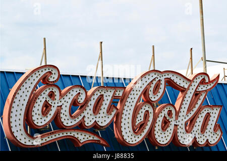 An iconic Coco Cola sign on the boardwalk in Wildwood, New Jersey, USA Stock Photo