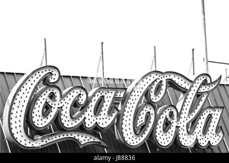 An iconic Coco Cola sign on the boardwalk in Wildwood, New Jersey, USA Stock Photo