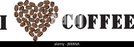 vector illustration of coffee bean heart isolated on white background Stock Vector