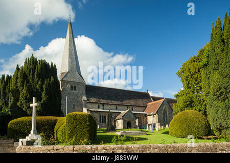 Spring afternoon in at St Andrew church in Fletching village, East Sussex, England. Stock Photo