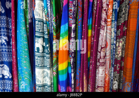 Lengths of fabric on sale at Siem Reap, Cambodia Stock Photo