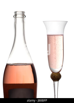 Pink bubbly, champagne. Celebratory drink. Stock Photo