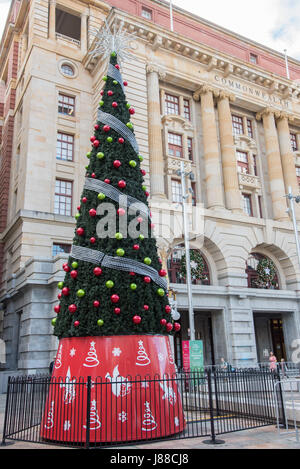 Perth,WA,Australia-November 16,2016: People, Christmas tree and Post Office in downtown Perth, Western Australia. Stock Photo