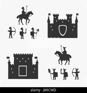 Medieval Army and Ancient Castles Stock Vector