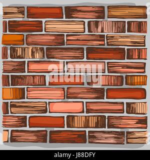 Brown brick wall and brickwork. Stock Vector