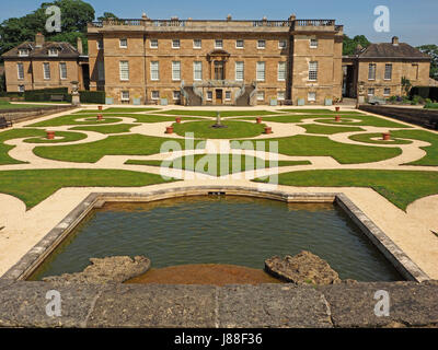 view over parterre to frontage of Bramham Park, Yorkshire, England UK Stock Photo