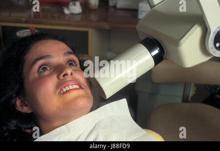anglo-israeli woman having dental x-ray Stock Photo