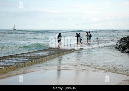 Record high tides or king tides in Waikiki Beach in May 2017, Oahu, Hawaii, USA Stock Photo