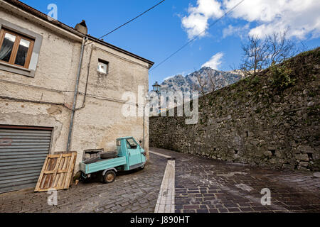 Cervinara (Avellino) - The old city centre and Taburno mountain Stock Photo