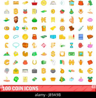 100 coin icons set, cartoon style Stock Vector Image & Art - Alamy