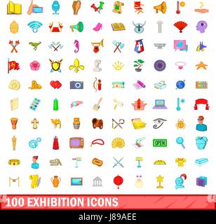 100 exhibition icons set, cartoon style Stock Vector Image & Art - Alamy