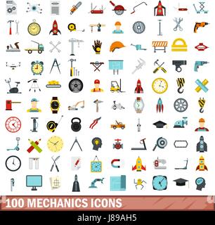100 mechanics icons set, flat style Stock Vector Image & Art - Alamy