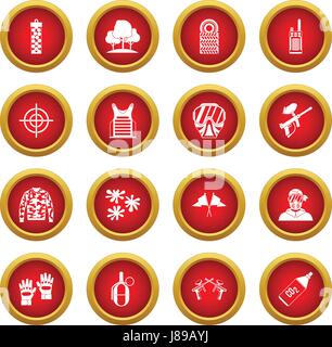 Paintball icon red circle set Stock Vector