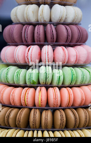 Colourful stacked French Macarons Stock Photo