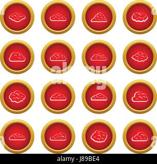 Clouds icon red circle set Stock Vector