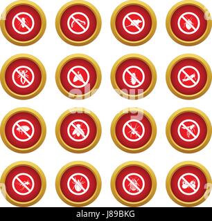 No insect sign icon red circle set Stock Vector