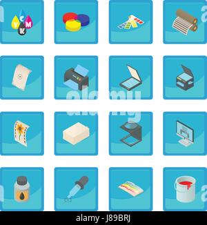 Printing icon blue app Stock Vector