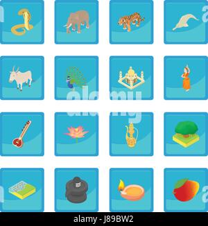 India icon blue app Stock Vector