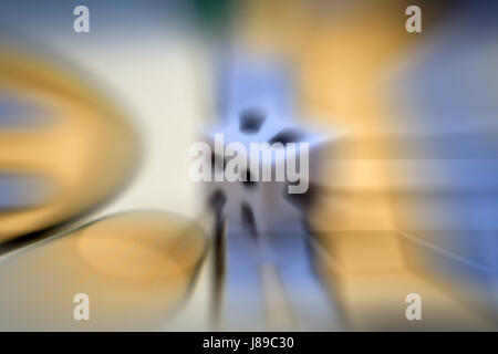 die on a board with motion blur zoom effect. Stock Photo