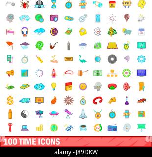 100 time icons set, cartoon style Stock Vector Image & Art - Alamy