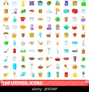 100 utensil icons set, cartoon style Stock Vector Image & Art - Alamy